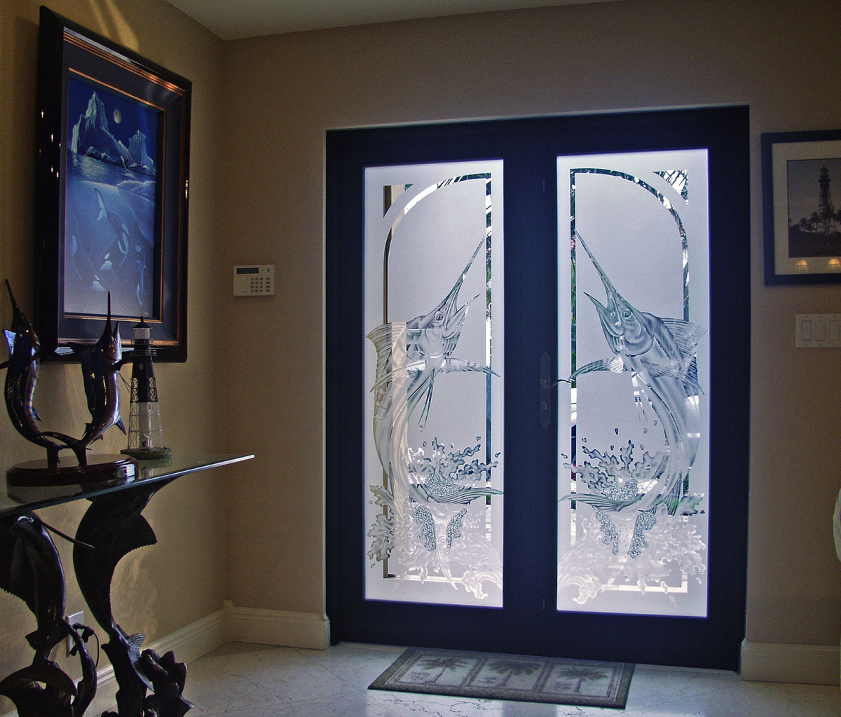 Custom Etched Glass Windows Panels Doors For Business Or