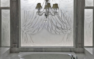 Etched frosted glass doors and panels
