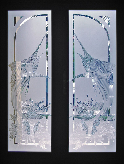 Custom Etched Frosted Glass Doors