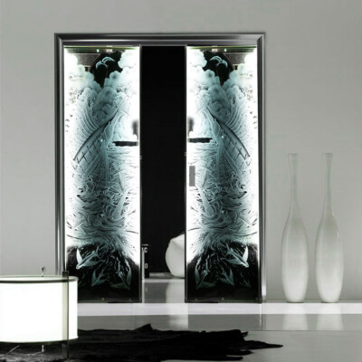 Custom Etched Glass Doors