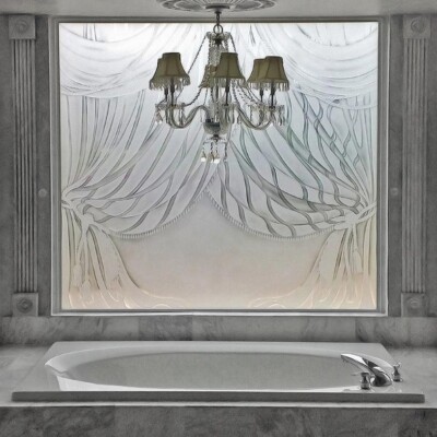 Bathroom Etched Glass Window