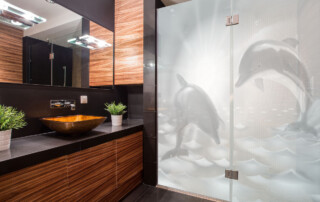 Custom Etched Glass Shower Doors