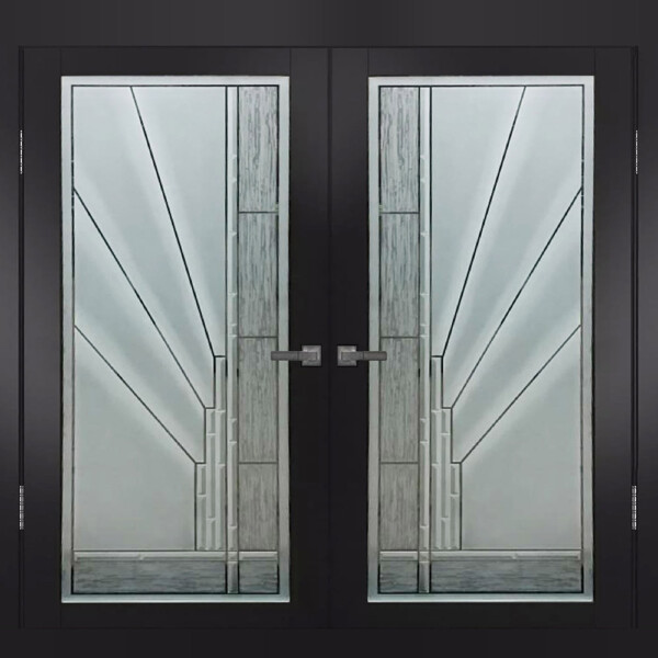 Custom Sandblasted Glass Entry Door Panels