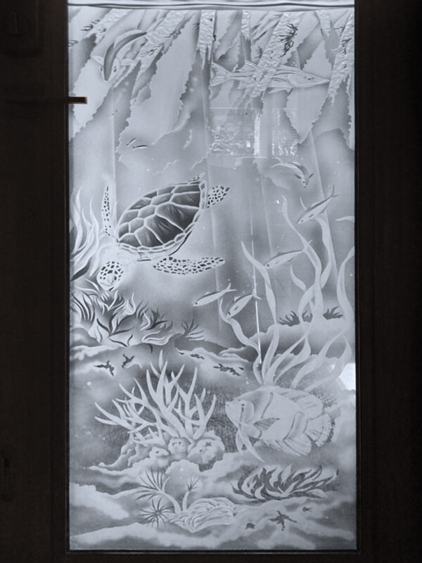 Etched Sandblasted Glass Doors